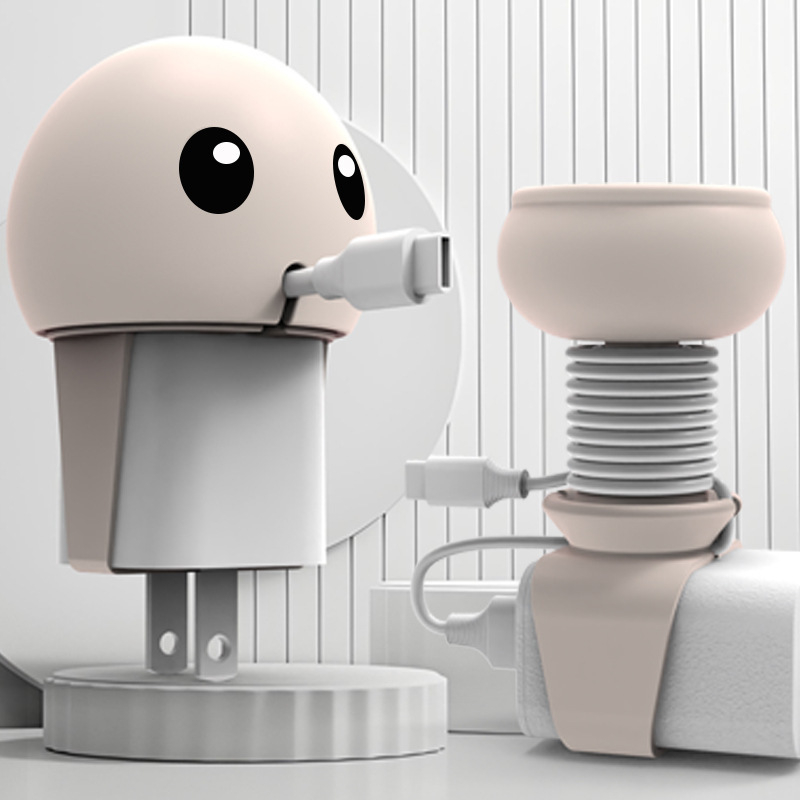 Silikono karikatūrinis kabelių organizatorius įkrovikliams