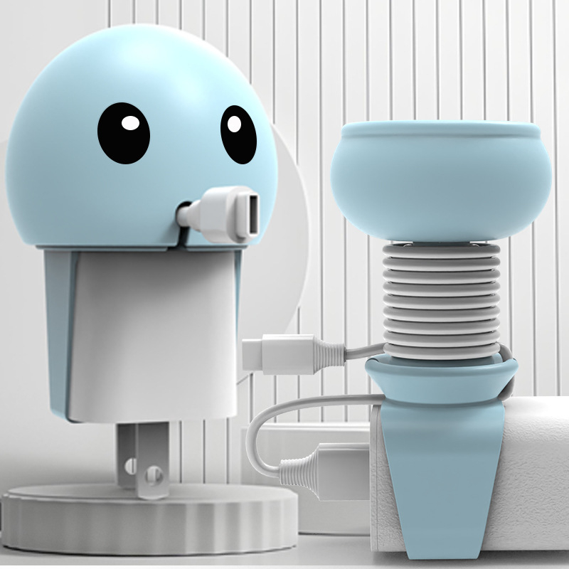 Silikono karikatūrinis kabelių organizatorius įkrovikliams