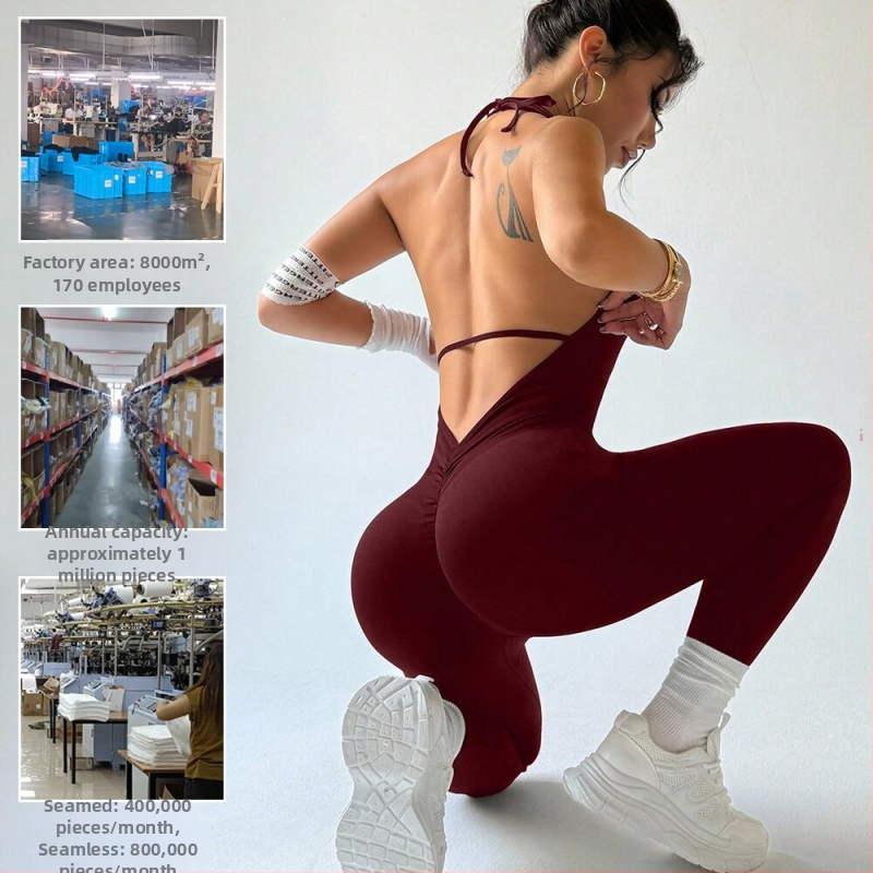 Женски йога бодисют с презрамки на гръб, twist дизайн, висока талия за повдигане, 92% найлон / 8% спандекс, есен 2025