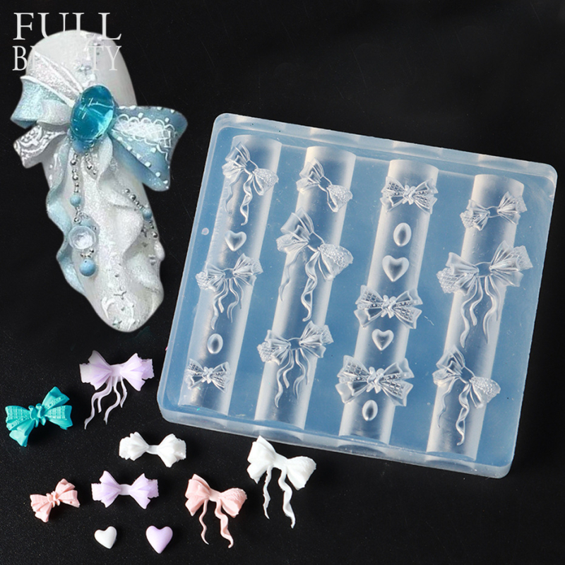 Șablon din silicon pentru unghii – design 3D cu funda în stil balet, bijuterii pentru unghii, 47,5–55 g, Full Beauty