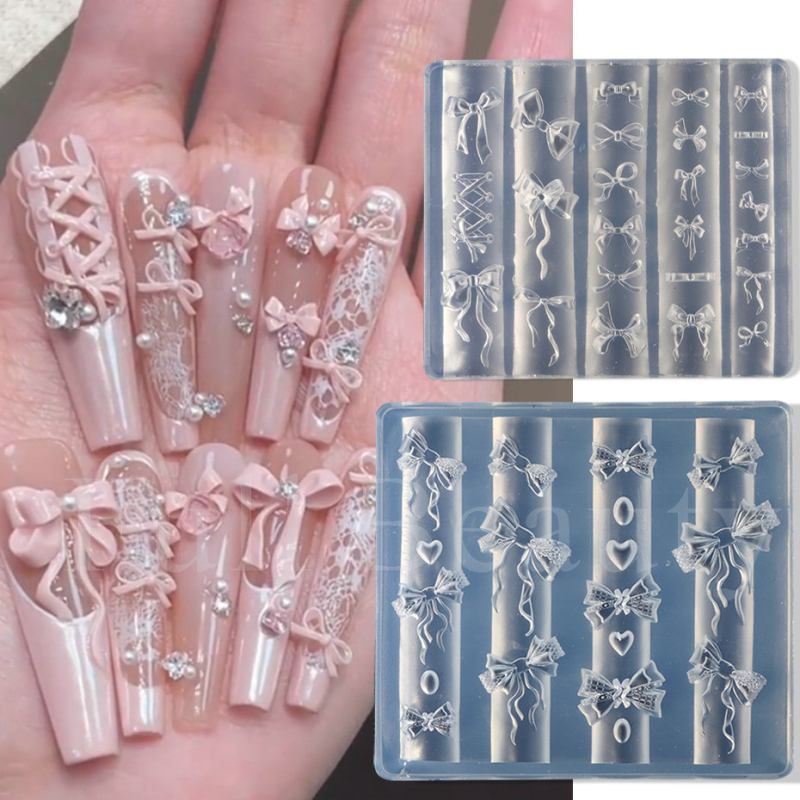 Șablon din silicon pentru unghii – design 3D cu funda în stil balet, bijuterii pentru unghii, 47,5–55 g, Full Beauty