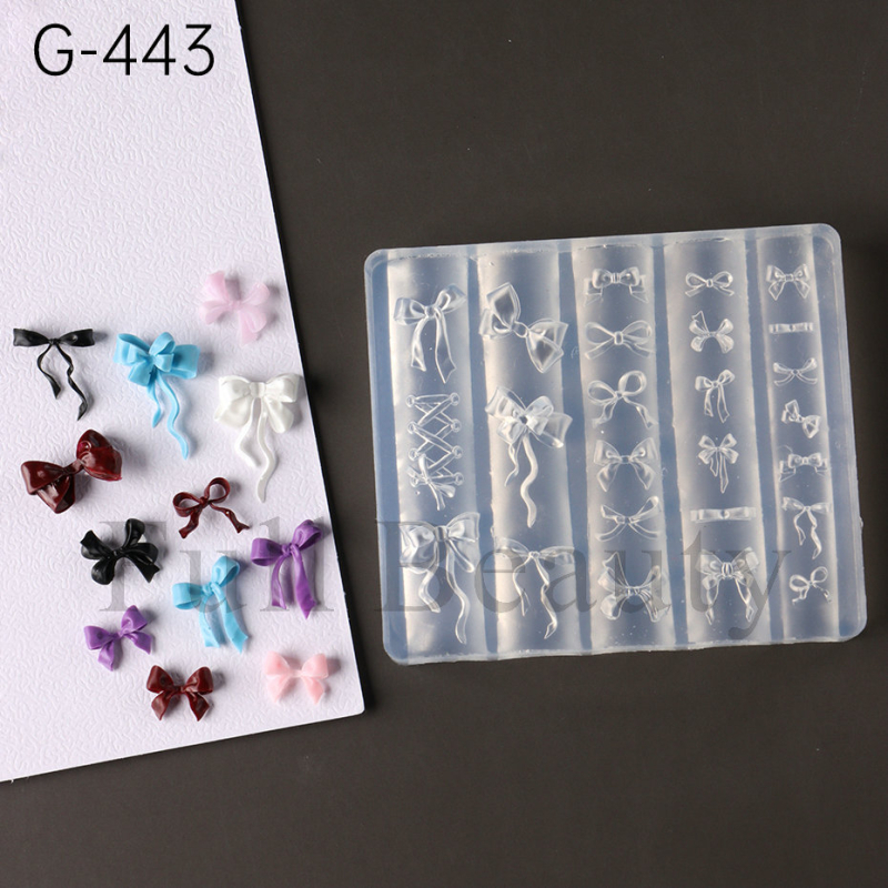 Șablon din silicon pentru unghii – design 3D cu funda în stil balet, bijuterii pentru unghii, 47,5–55 g, Full Beauty