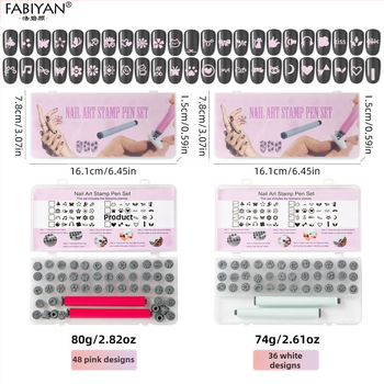 Σετ σφραγίδων μανικιούρ με 48 αντικαταστάσιμες σιλικονο κεφαλές — μοτίβα πεταλούδας και λουλουδιών; Υλικό: Πλαστικό; Καθαρό βάρος 75–80 g