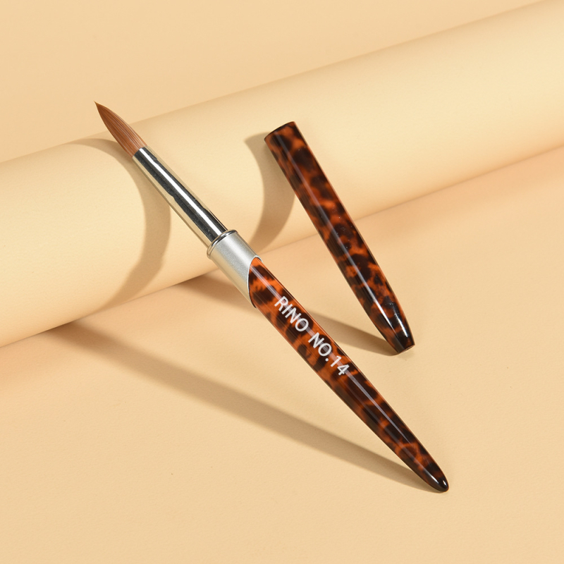 Set četkica za nokte - leopard uzorak, ručke s kristalnim gravurama, 4 slikarske četkice, dugi metalni držači, privatna marka