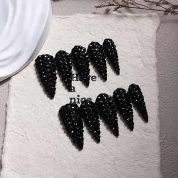 K9 stiklo nagų galiukai, pilni deimantai, vandens lašo formos ilgas galiukas, Y2K prabanga, LNnail, kilmė Hunan