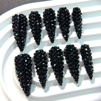 Άκρα νυχιών από γυαλί K9, πλήρη διαμάντια, σχήμα σταγόνας νερού, πολυτελές στυλ Y2K, LNnail, προέλευση Χουναν