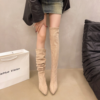 Jodinėjimo batai, retro stilius, smailus pirštas, 6–8 cm aukštas kulnas, aukštas šaftas