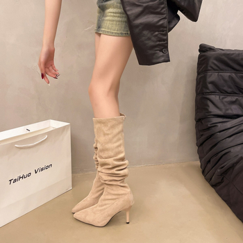 Jodinėjimo batai, retro stilius, smailus pirštas, 6–8 cm aukštas kulnas, aukštas šaftas