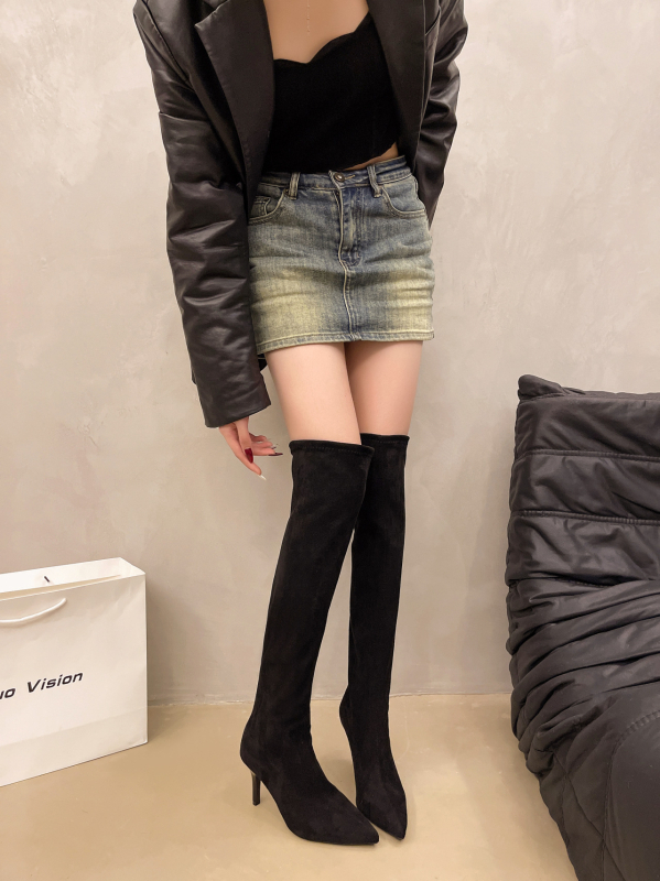 Jodinėjimo batai, retro stilius, smailus pirštas, 6–8 cm aukštas kulnas, aukštas šaftas