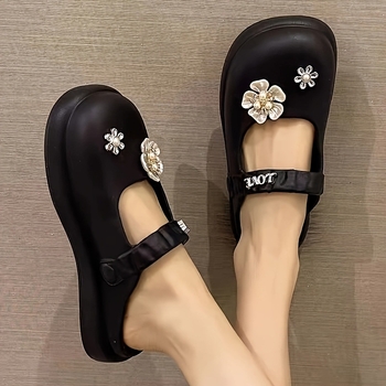 Bateliai be raištelių su gėlių dizainu, platforma, arkos parama, Lolita stilius, EVA viršus ir padas