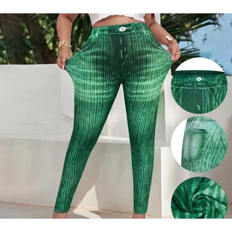 Korejiečio stiliaus capri kelnes su karvės atspaudais, aukštas liemuo, bambukų pluoštas