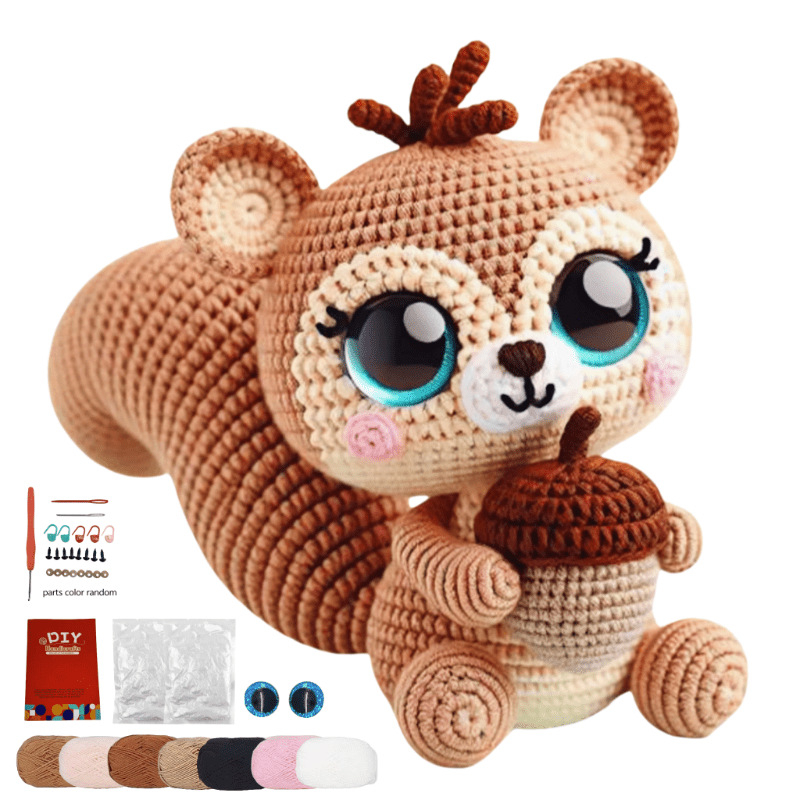 Komplet materijala za lutke za početnike — kukičanje životinja, Junzhi, broj artikla 20250626001, stil sladak/crtani