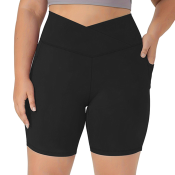 Йога клин капри с джоб на кръстосана талия, Slim Fit, дължина капри, моноцветен, полиестер-спандекс смес