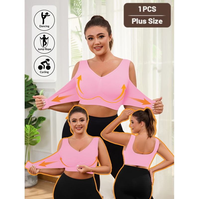 Sporta krūšturu komplekts ar trijstūra kupām, vidēji formētām kupām, akrila audums, spandeksa oderes, Back Beauty un pastoraļa stils.