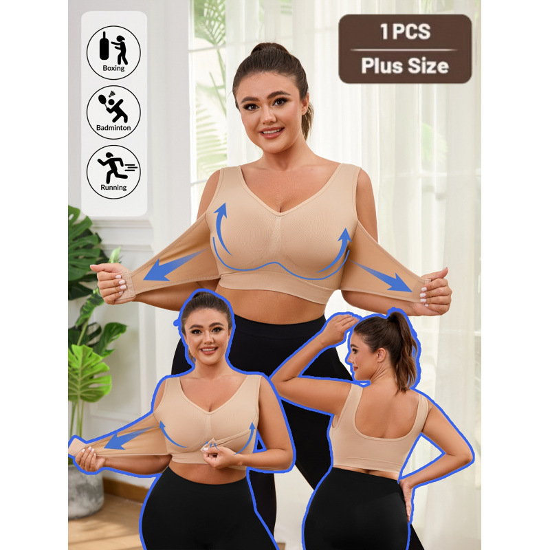 Sporta krūšturu komplekts ar trijstūra kupām, vidēji formētām kupām, akrila audums, spandeksa oderes, Back Beauty un pastoraļa stils.