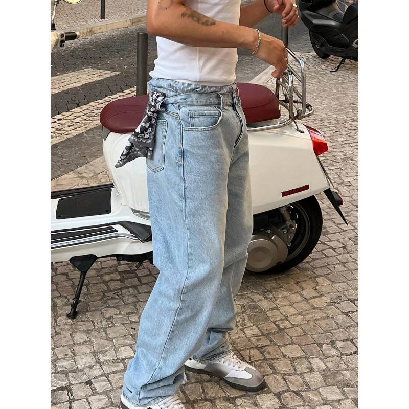 Jeansi pentru bărbați, croială dreaptă, croială lejeră, căptușiți cu fleece, amestec de poliester