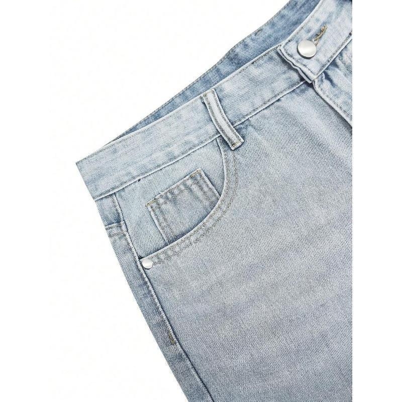 Jeansi pentru bărbați, croială dreaptă, croială lejeră, căptușiți cu fleece, amestec de poliester