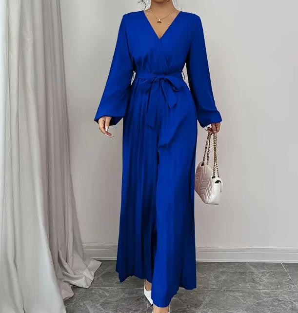 Bohemisks stila kombinezona komplekts: jostas savilkšana, V kakla izgriezums, pūkainas piedurknes, garas piedurknes, poliesteris 95%