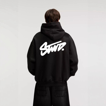 Vyrinis džemperis su gobtuvu, puloverio stiliaus, vidinė flisa, medvilnės mišinys 31-50%, laisvas kirpimas