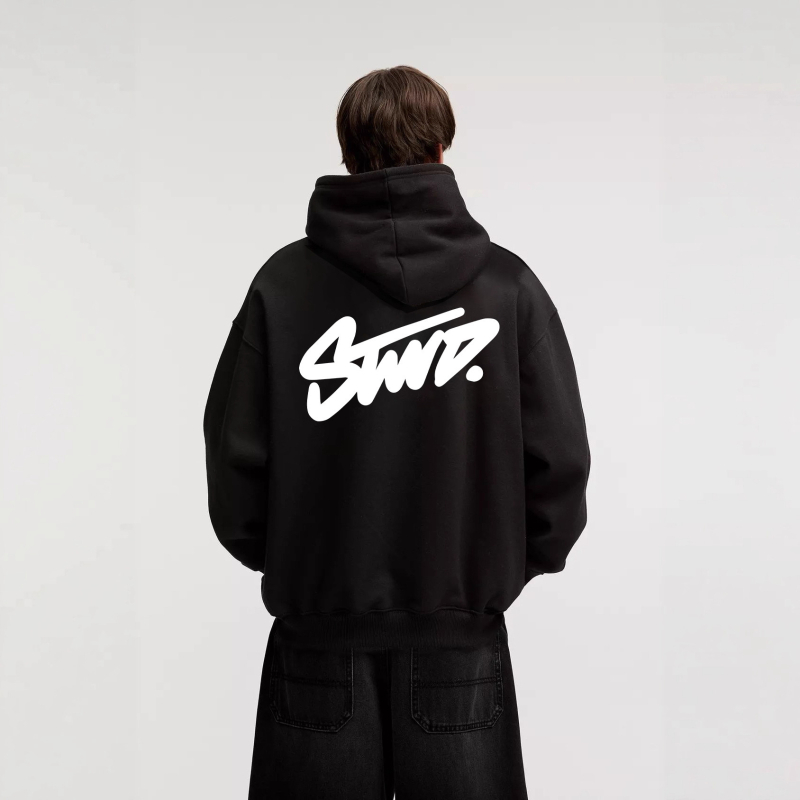 Vyrinis džemperis su gobtuvu, puloverio stiliaus, vidinė flisa, medvilnės mišinys 31-50%, laisvas kirpimas