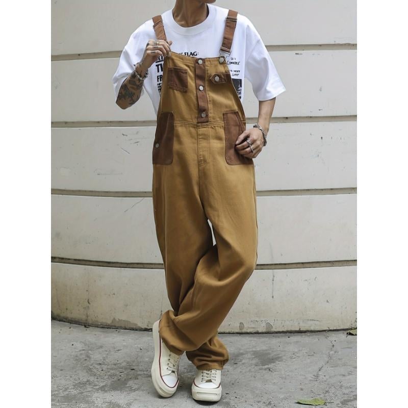 Pantaloni de lucru din denim pentru bărbați, cu panouri patchwork, din amestec de poliester, respirabili, toamna 2022, potriviți pentru zile ploioase