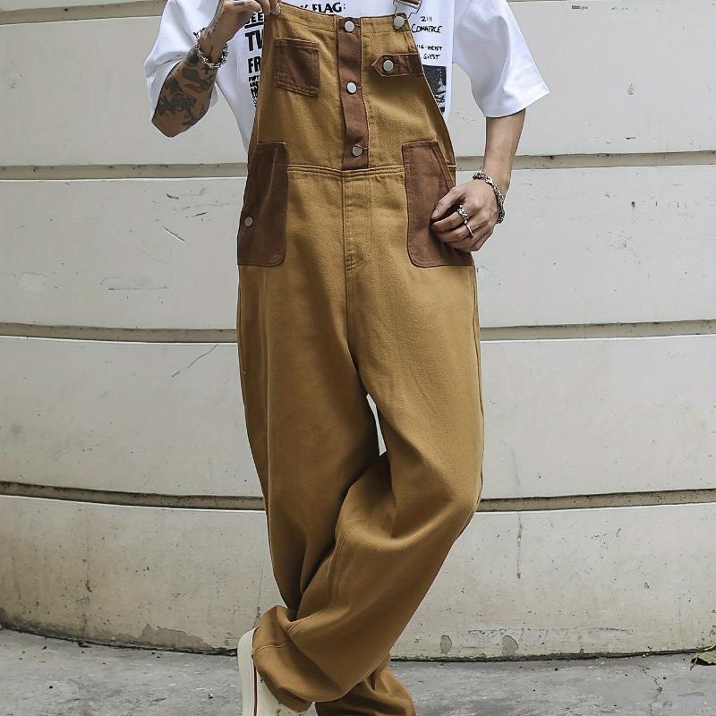 Pantaloni de lucru din denim pentru bărbați, cu panouri patchwork, din amestec de poliester, respirabili, toamna 2022, potriviți pentru zile ploioase