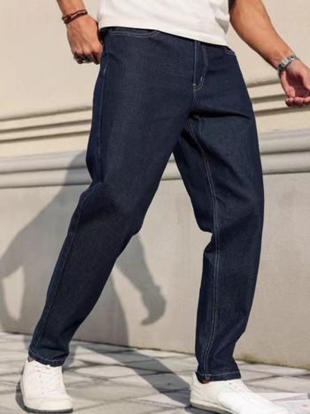 Дънки - с прави крачоли, измит деним, средна талия, памук 90%, дължина 9/10, мъже