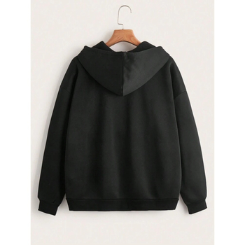 Hanorac damă cu glugă din poliester, croială lejeră, lungime standard, mâneci lungi, stil casual japonez/coreean