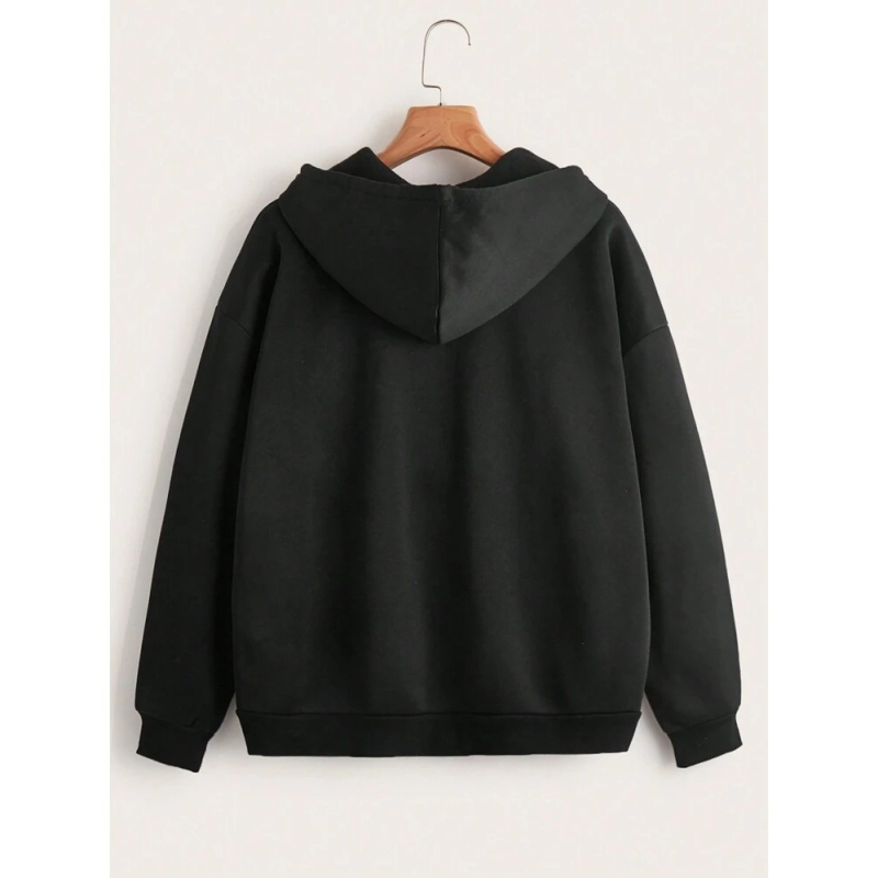 Hanorac damă cu glugă din poliester, croială lejeră, lungime standard, mâneci lungi, stil casual japonez/coreean