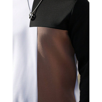 Мъжки суитшърт с пачуърк дизайн, кръгло деколте, дълги ръкави, поларено вътрешно покритие, съдържание на рами 51–70%