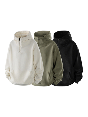 Мъжки суитшърт с качулка и цип от флисов плат, Aurora флисов плат, 510 г/м², 94% полиестер, странични джобове, есенно-зимно
