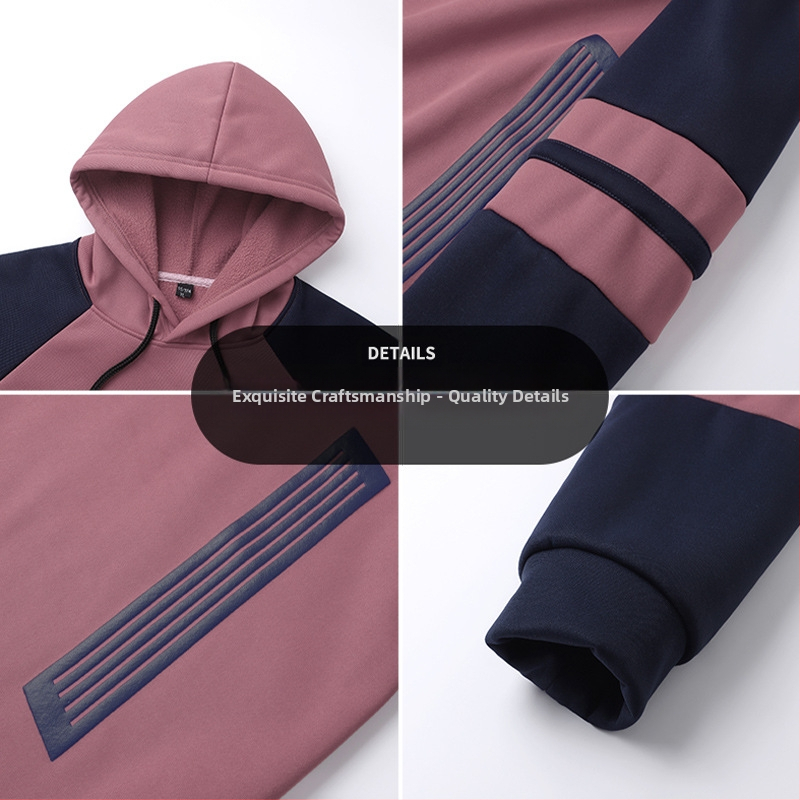 Pánska mikina s kapucňou, farebné bloky a pruhy, zips, voľný strih, dlhý rukáv