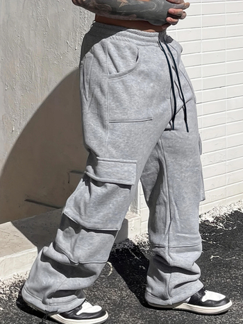 Работни панталони със спортен стил, 100% полиестер, есен 2025, за тийнейджъри, широки крачоли