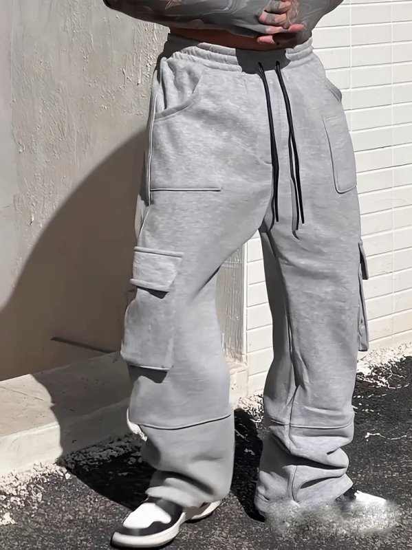 Работни панталони със спортен стил, 100% полиестер, есен 2025, за тийнейджъри, широки крачоли