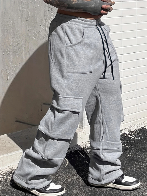 Работни панталони със спортен стил, 100% полиестер, есен 2025, за тийнейджъри, широки крачоли