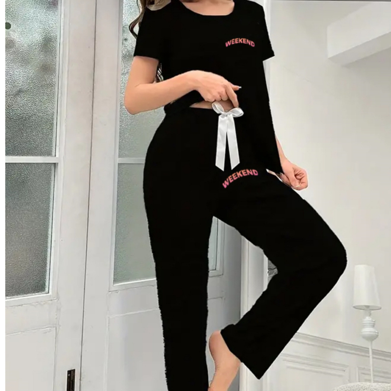 Éjszakai nadrágok poliészterből, vékony anyag, minimalistás mintázat, hosszú nadrág, otthoni casual viselet