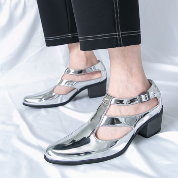 Vyriski kvėpuojantys sandalai romėniško stiliaus su sagtimi, viršutinė dalis iš dirbtinės PU