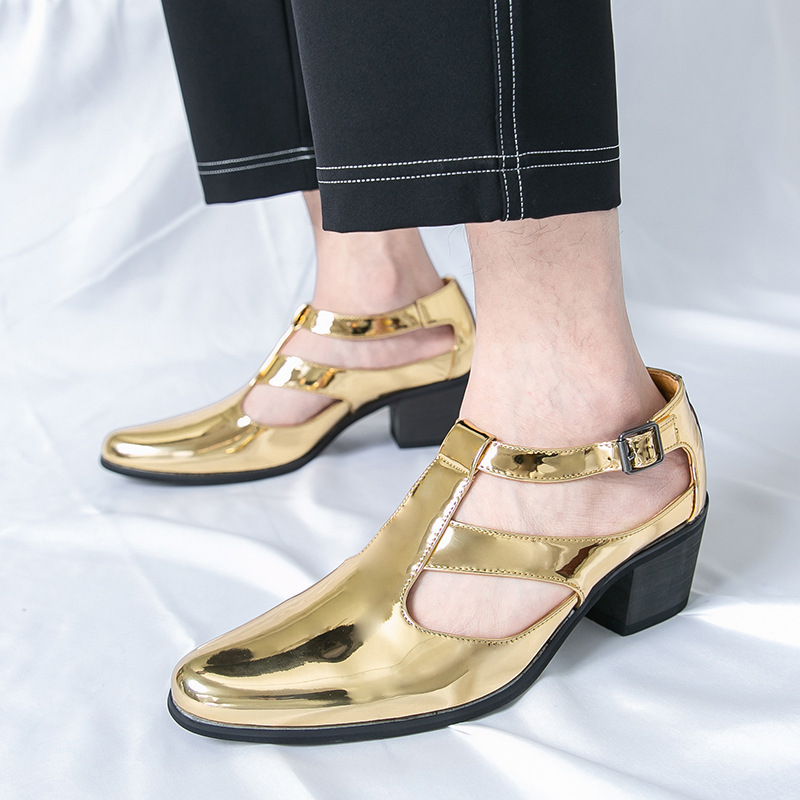 Vyriski kvėpuojantys sandalai romėniško stiliaus su sagtimi, viršutinė dalis iš dirbtinės PU