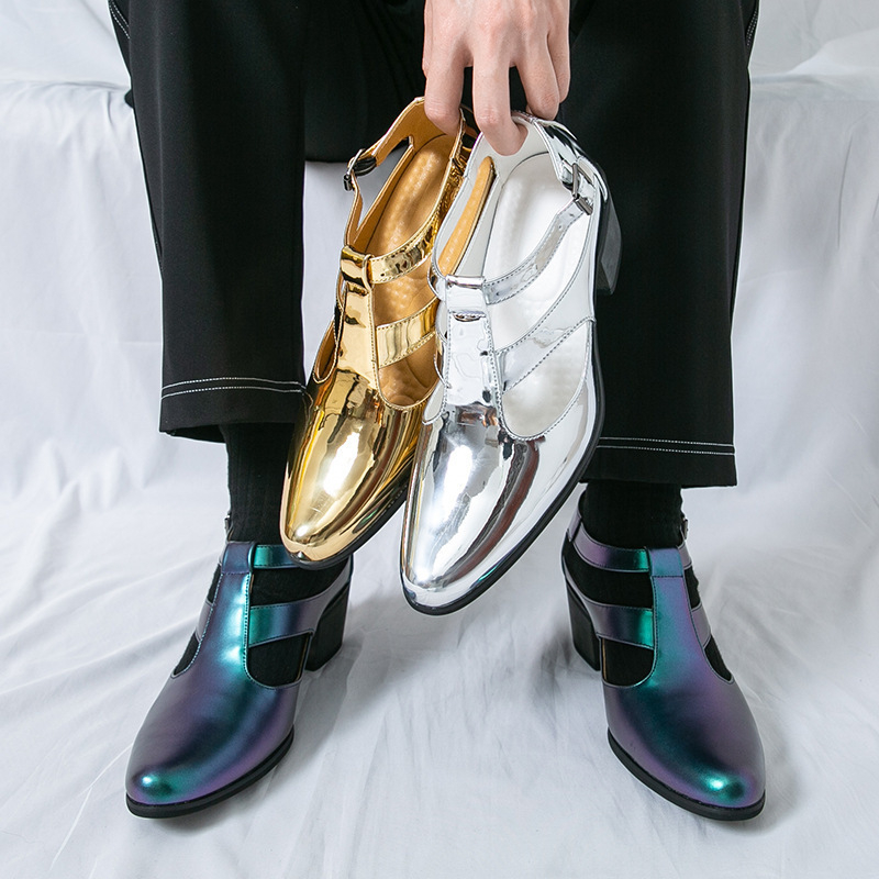 Vyriski kvėpuojantys sandalai romėniško stiliaus su sagtimi, viršutinė dalis iš dirbtinės PU