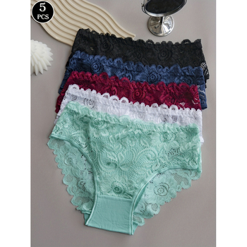 Moterų gėlių nėrinių kelnaitės komplektas su vidutiniu liemeniu; medžiaga: nailonas/spandeksas 90/10; pamušalas: 90% nailonas, 10% spandeksas; raštas: gėlės; vasara