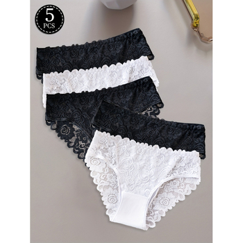 Γυναικείο σετ εσωρούχων με φλοράλ δαντέλα, μεσαία μέση, νάιλον/σαντέξ; Μοτίβο: φλοράλ; Υλικά: 90% νάιλον, 10% σπάντεξ; Επικάλυψη: 90% νάιλον, 10% σπάντεξ; Καλοκαίρι