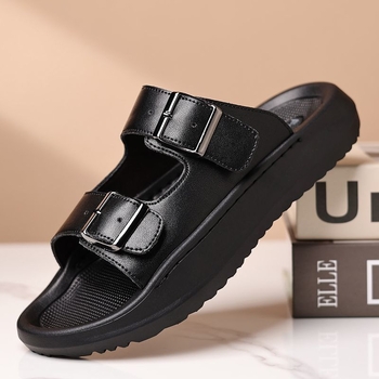 Ανδρικά σανδάλια με διπλό στρώμα δέρματος στην επάνω επιφάνεια, καθημερινό στυλ