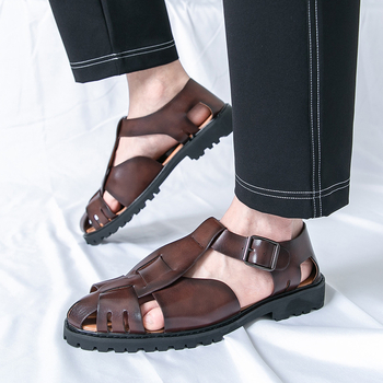 Vyriniai sandalai, kvėpuojantis dizainas, viršus dirbtinis PU, padas guma, užsegimas sagtimi, kasdienis stilius, uždarta pirštas