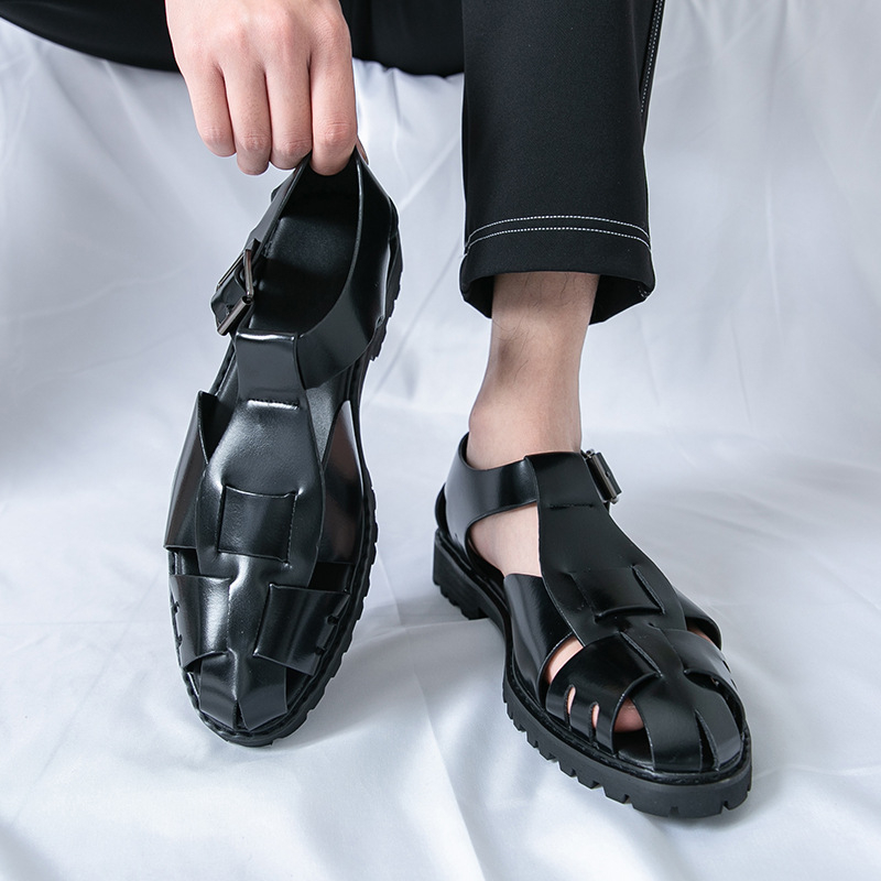 Vyriniai sandalai, kvėpuojantis dizainas, viršus dirbtinis PU, padas guma, užsegimas sagtimi, kasdienis stilius, uždarta pirštas