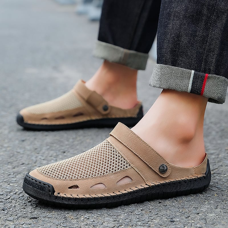 Vyriški EVA sandalai su kvėpuojančiu tinkliniu viršumi, atviras pirštas, slip-on užsegimas