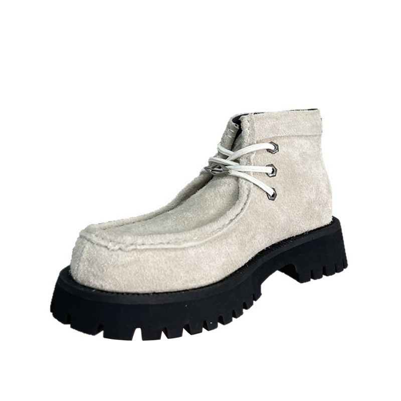 Velúr felsőrészű Derby bakancs, gumírozott talp, magasságnövelő funkció, elöl fűzőzős zárás