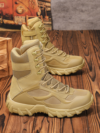 W511 Vieglie militārie zābaki vīriešiem - siets + āda, pārgājieni, kalnu pārgājieni, tuksneša apvidi