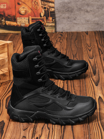 W511 Vieglie militārie zābaki vīriešiem - siets + āda, pārgājieni, kalnu pārgājieni, tuksneša apvidi