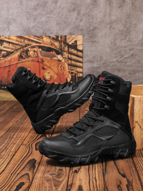 W511 Vieglie militārie zābaki vīriešiem - siets + āda, pārgājieni, kalnu pārgājieni, tuksneša apvidi