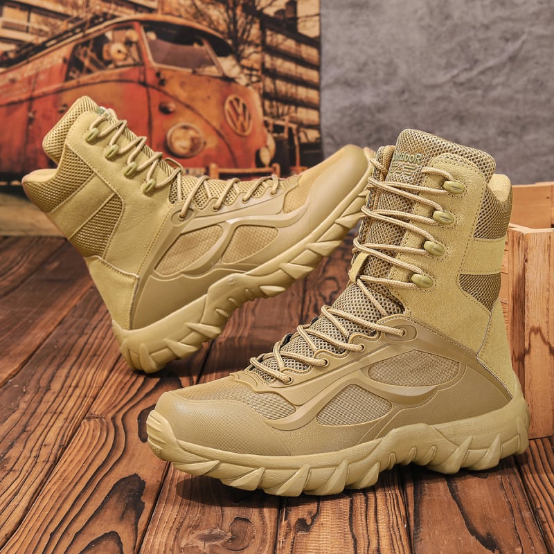 W511 Vieglie militārie zābaki vīriešiem - siets + āda, pārgājieni, kalnu pārgājieni, tuksneša apvidi